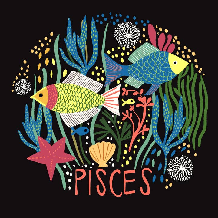 Pisces Zodiac Greeting Card for wholesale by Anja Jane