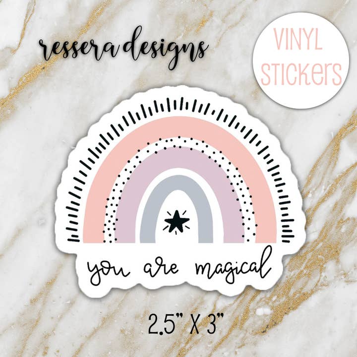 You Are Magical Rainbow Vinyl Sticker for wholesale by Ressera Designs