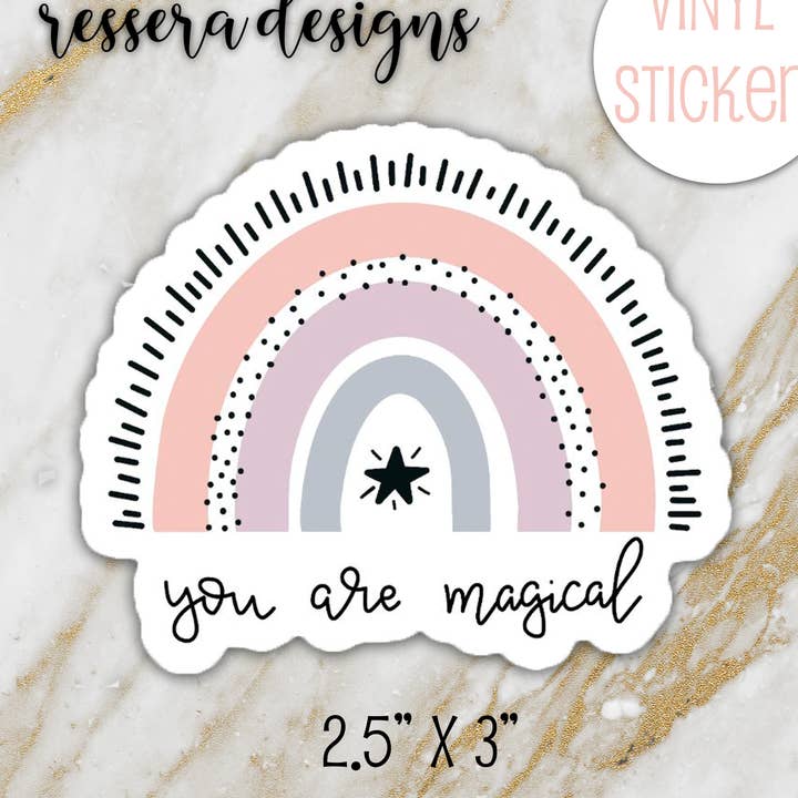 You Are Magical Rainbow Vinyl Sticker for wholesale by Ressera Designs