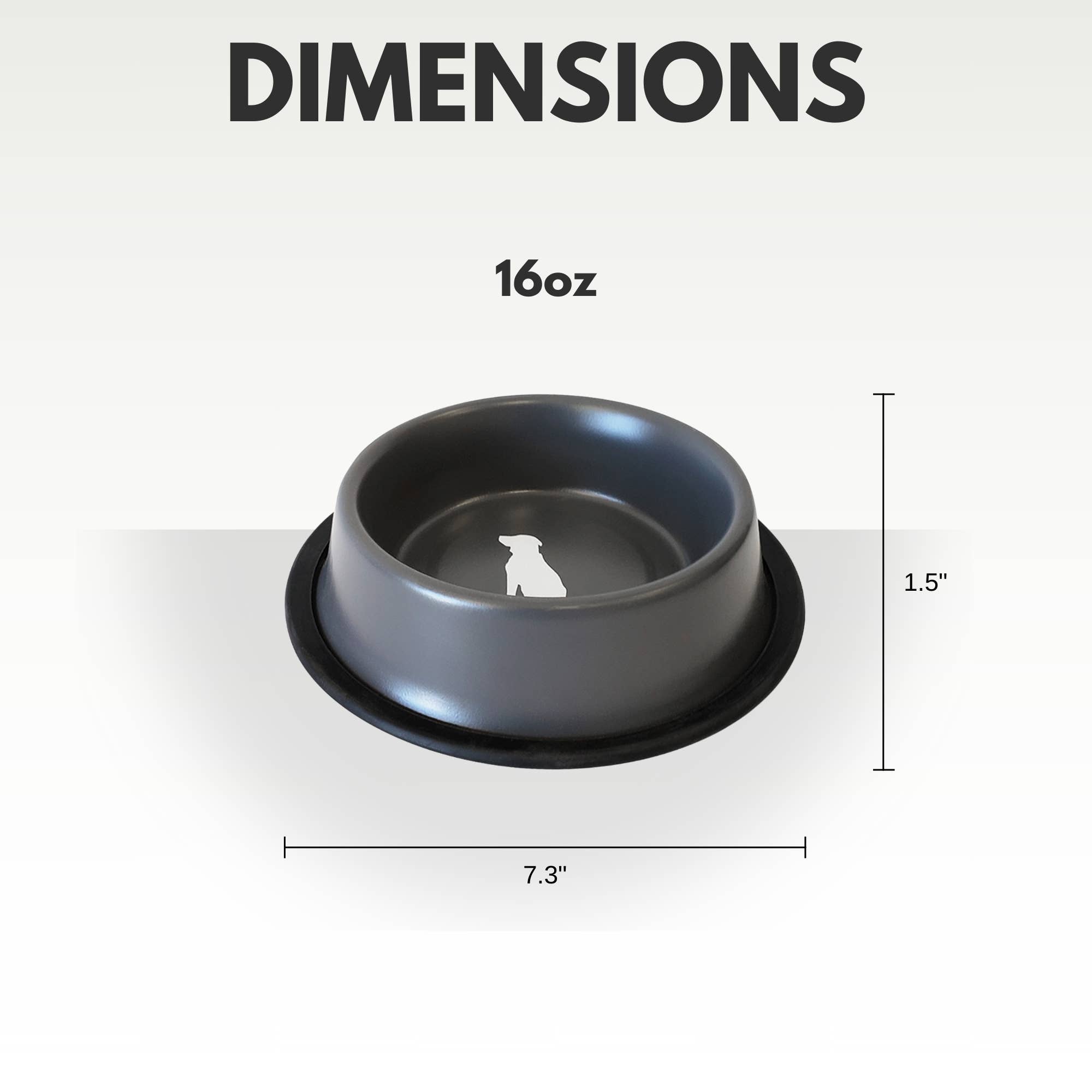 Jojo Modern Pets - Wholesale Pet Bowl - Cat/Dog - Nonskid Stainless Steel Dog Bowl with Dog Print - Matte Gray2