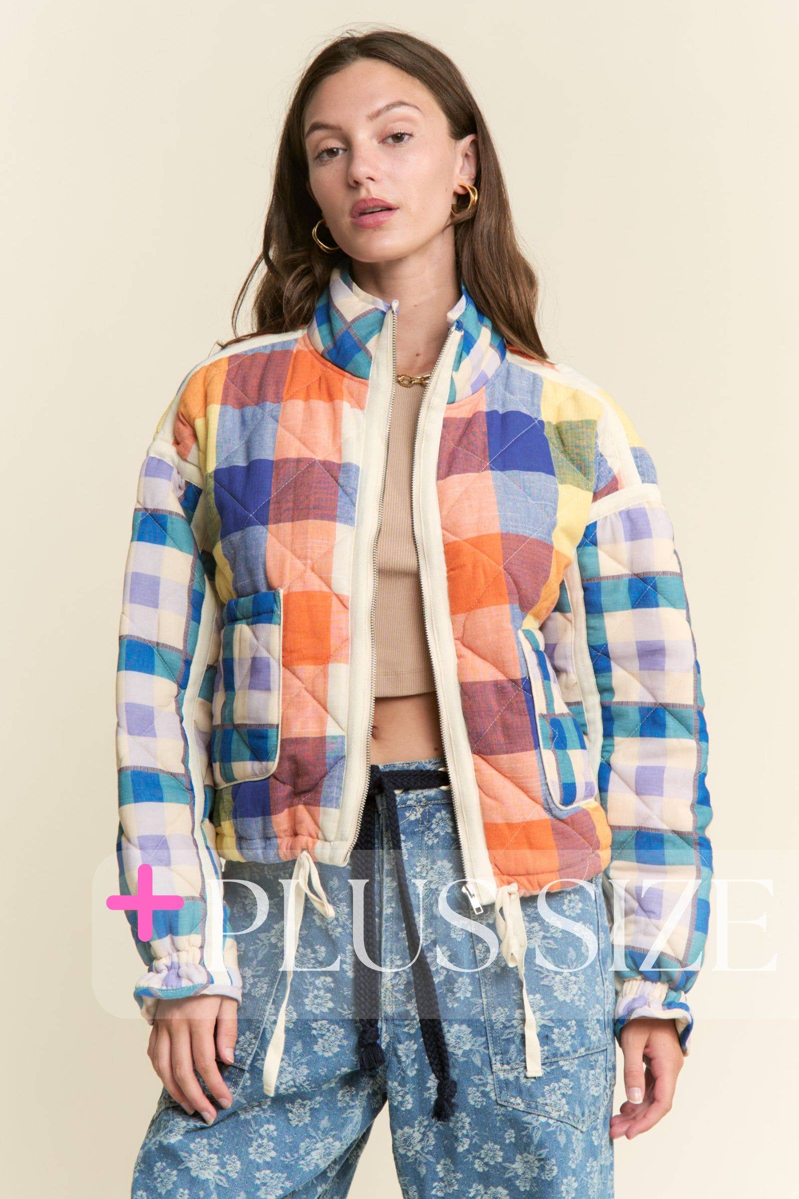 J.NNA - Wholesale Jacket - Women's - Multi-color Plaid Puffer Jacket 1
