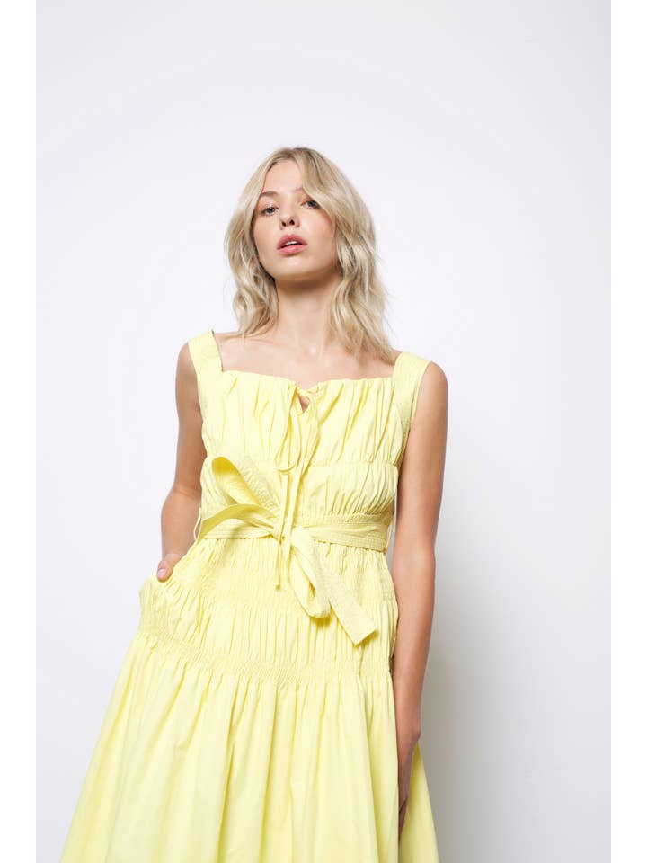 Amy Lynn - Wholesale Dress - Women's - Juno Ruched Front Tie Midi Dress