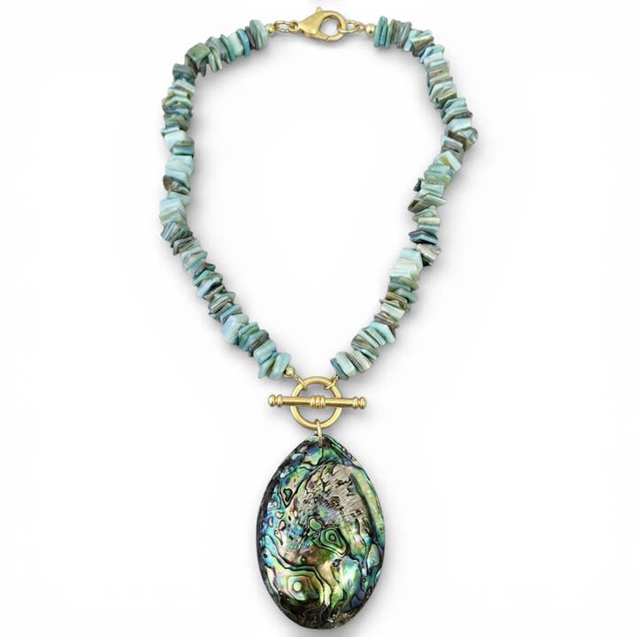 Abalone Beaded Sea Shell Necklace | Summer Statement Jewelry for wholesale by Bijoux Envie Statement Jewelry