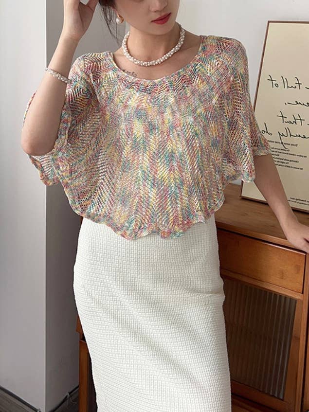 JC063337-S Veelkleurige Chevron holle capelet voor wholesale door JC Sunny Fashion