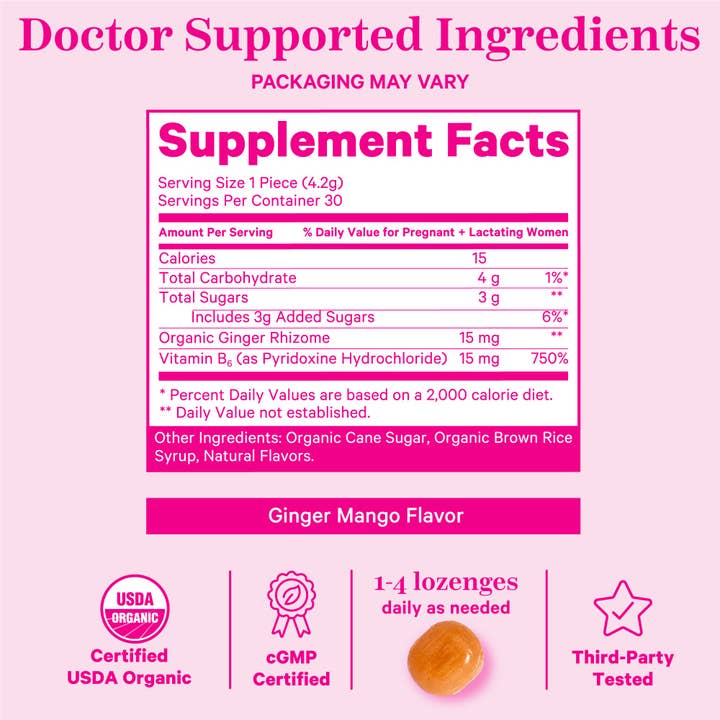 Pink Stork - Wholesale Oral Supplement/Vitamin - Morning Sickness Sweets - Mango Ginger