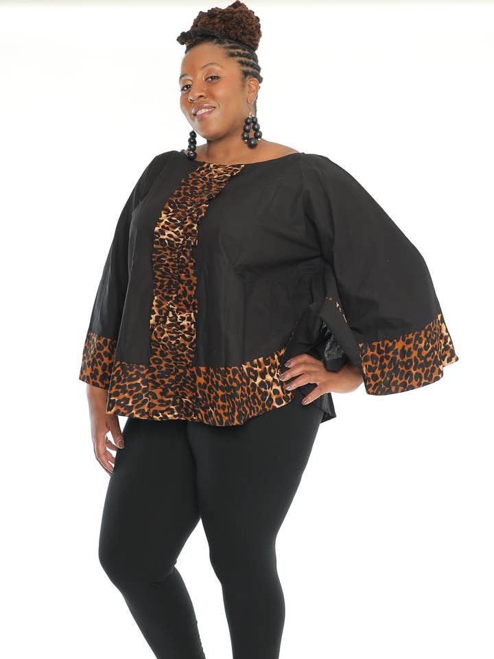 Tunique de style poncho à imprimé africain pour femmes 100 % coton ciré pour la vente par KaraChic