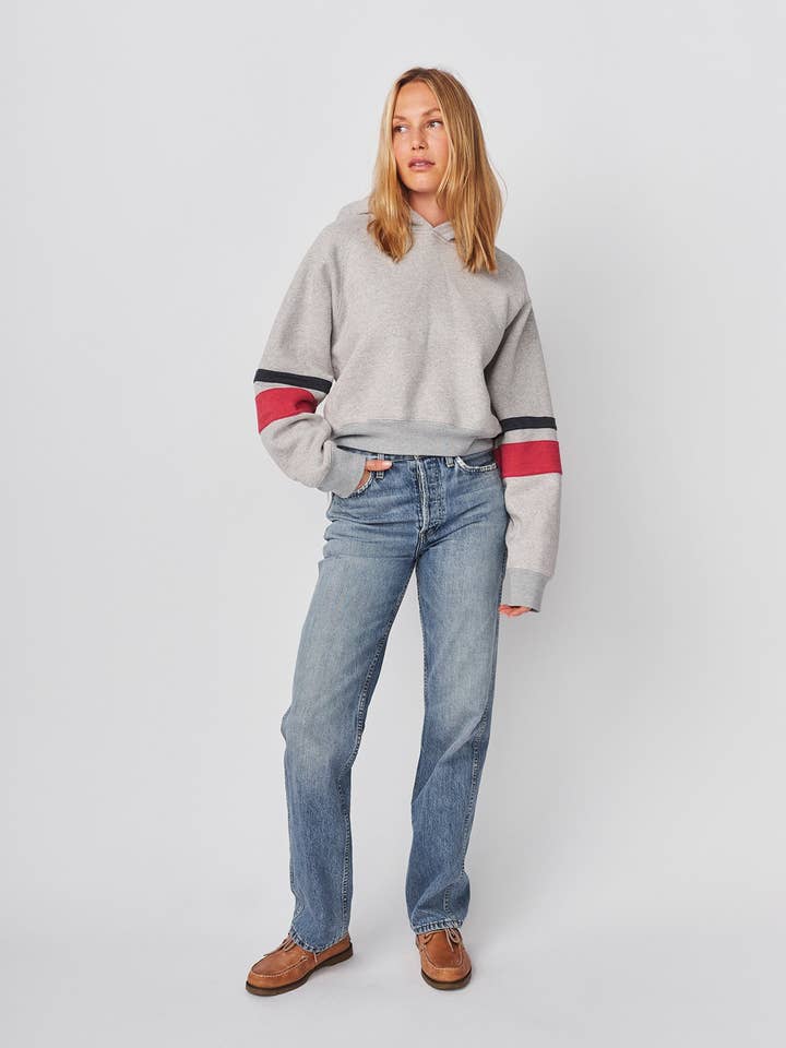 Sundry Academy Cropped Hoodie in Heather Grey for wholesale by Sundry Clothing