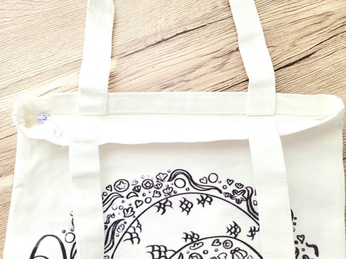 Jellyjessbeans Art - Wholesale Tote Bag - Women's - Mermaid Tote Bag with a Zipper - 15 x 13 inch size tote bag1