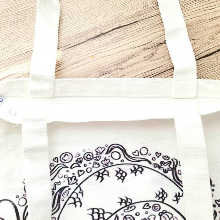 Jellyjessbeans Art - Wholesale Tote Bag - Women's - Mermaid Tote Bag with a Zipper - 15 x 13 inch size tote bag1