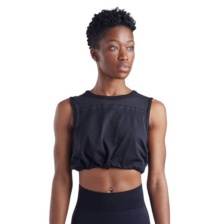 Haut court HeadQuarter Seamless Twine Noir pour la vente par HeadQuarters Clothing