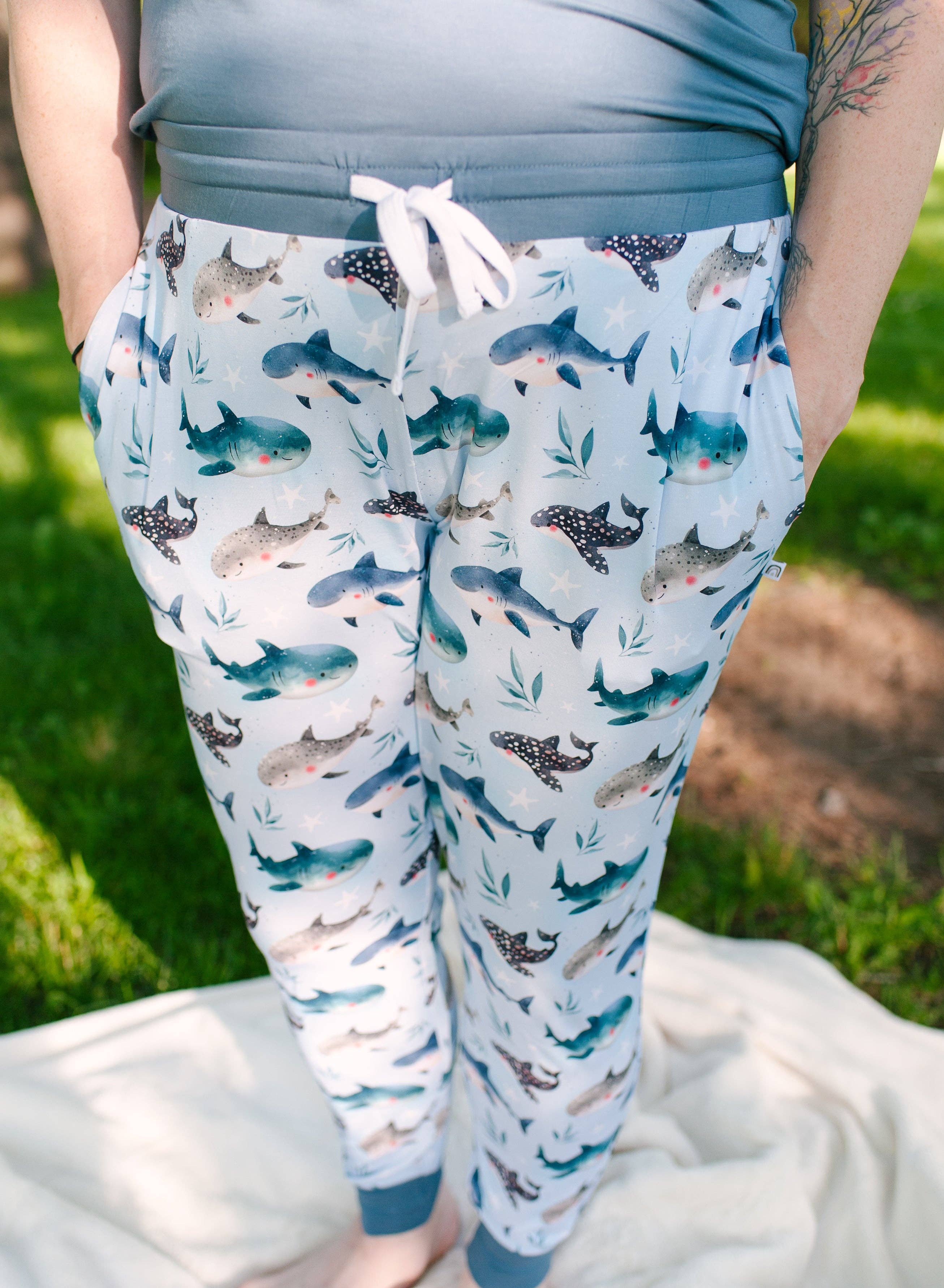 Stay Dreamy - Wholesale Sleepwear Bottom - Women's - Adult Jogger Style PJ Pants - Snuggle Sharks