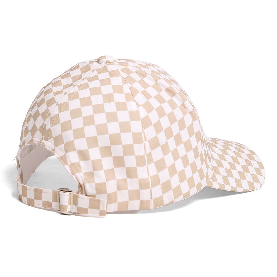Fashion City - Wholesale Baseball Cap - Women's - Checkerboard Pattern Print Cotton Baseball Cap5