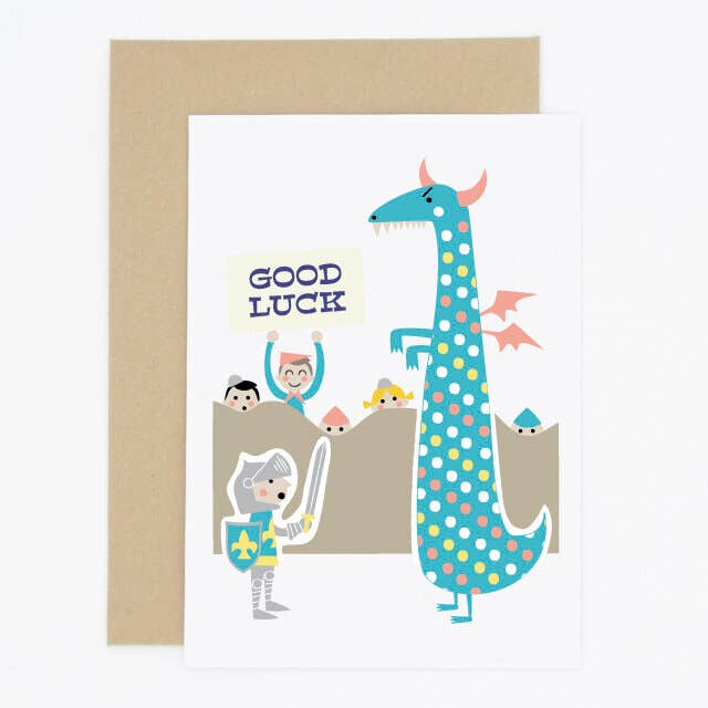 Biglietto di auguri per la lotta al drago delle fiabe per la vendita all'ingrosso da parte di Madame Annie et Fils