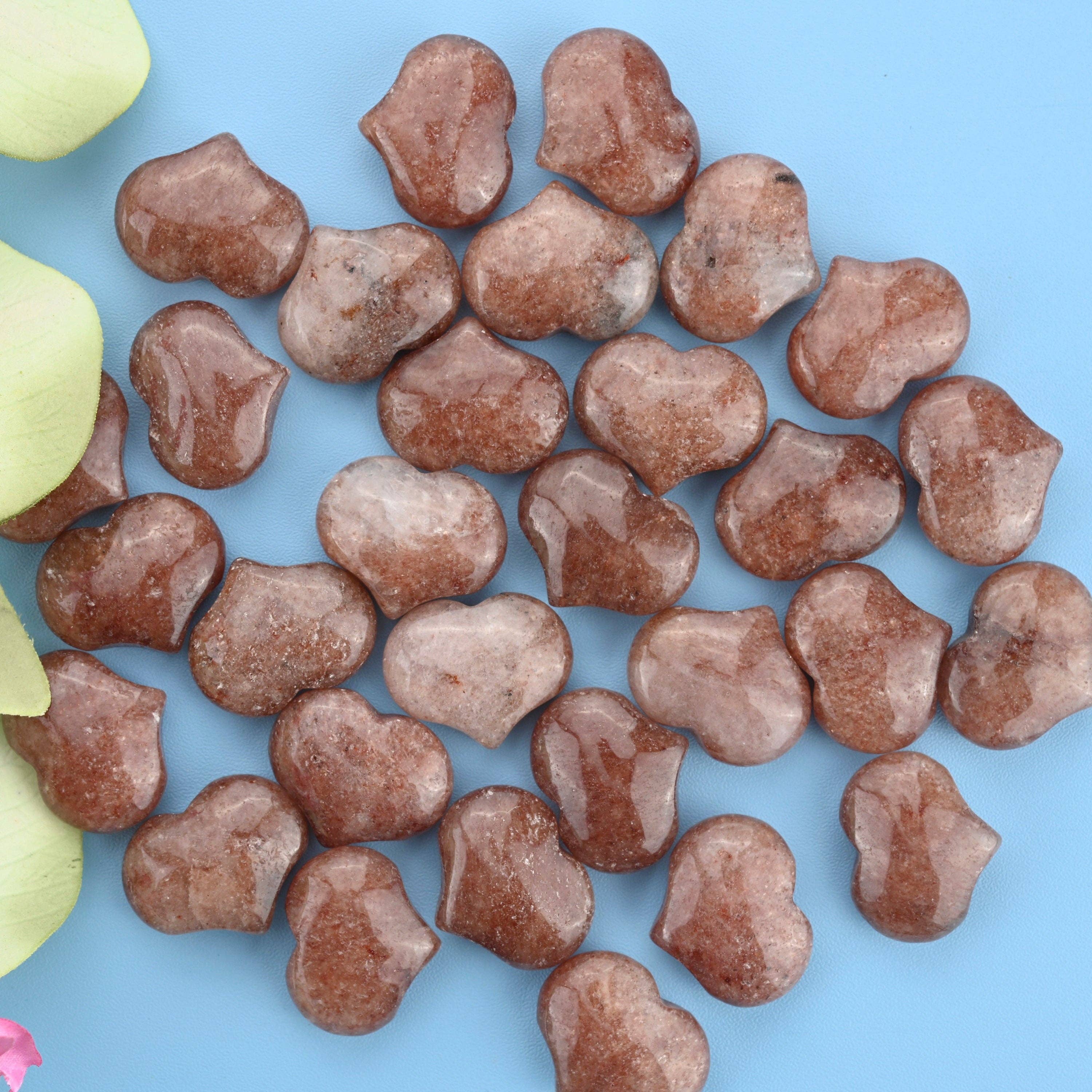 ilovebeadsusa - Vente Pierre et cristal de spiritualité - Pierre précieuse en forme de cœur gonflé sculptée en quartz fraise de 25 x 20 mm8