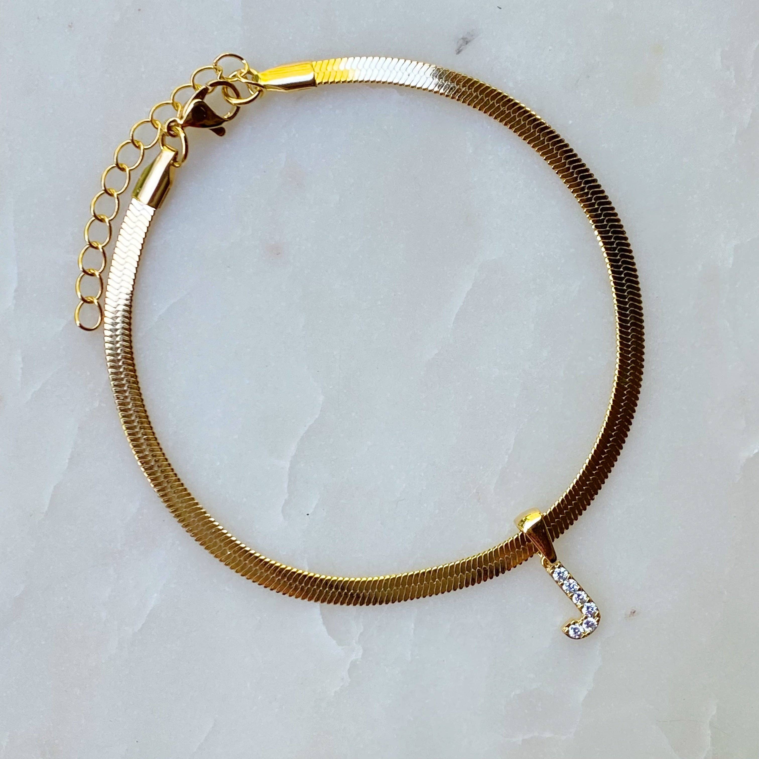 Ellison+Young - Wholesale Anklet - Herringbone Chain Initial Anklet6