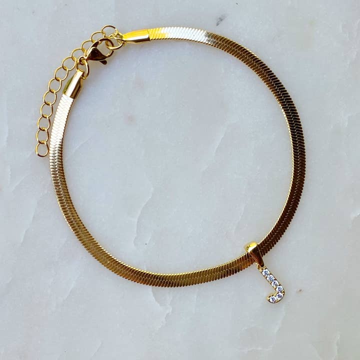 Ellison+Young - Wholesale Anklet - Herringbone Chain Initial Anklet6