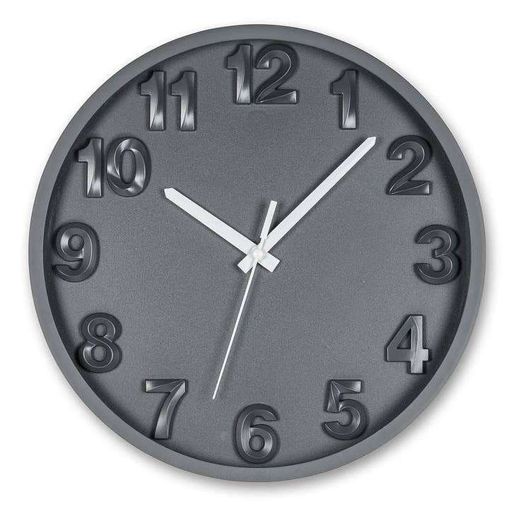 Bold Number Wall Clock - Charcoal - 12"D for wholesale by Abbott