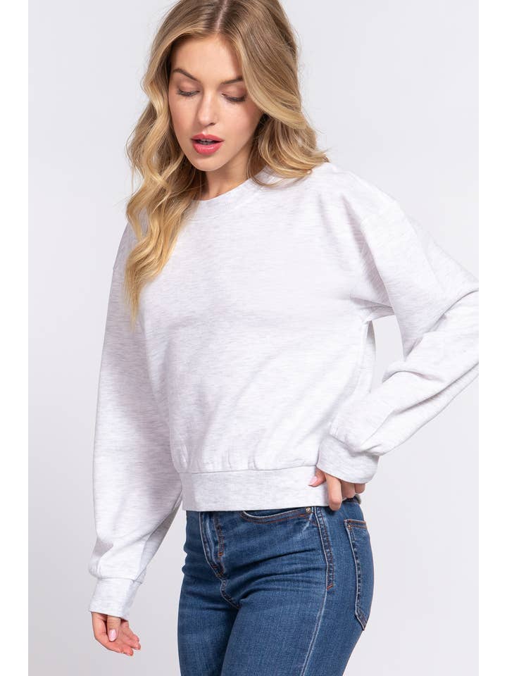 42POPS - Wholesale Sweatshirt - Women's - .....SI-24840 SLIM FIT LONG SLV ROUND NECK CROP SWEATSHIRT2