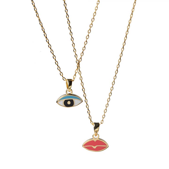 Eye/Lips Double Sided Pendant for wholesale by Yellow Owl Workshop