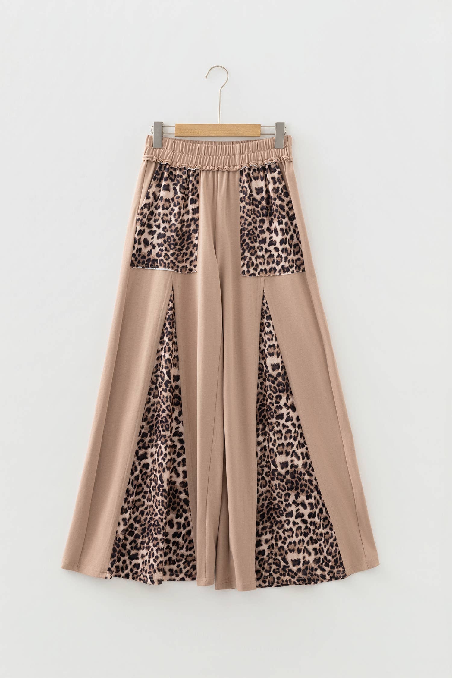 Straw Yellow Mineral Wash Leopard Plus Size Wide Leg Pants (S-4X) for wholesale on Faire1