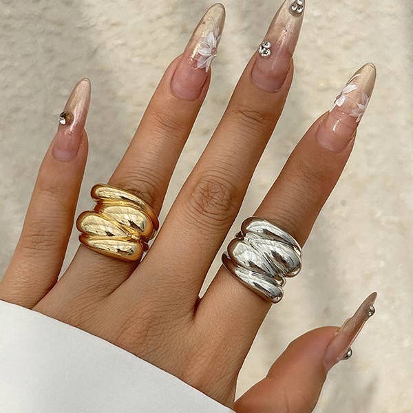 UZ Wholesale Store - Wholesale Cocktail/Statement Ring - Geometric Shiny Solid Color Rings Accessories5