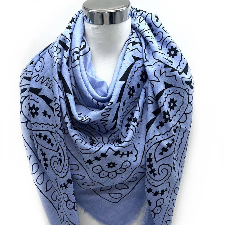LINETA – Cachecol - Mulher por atacado – 46735-A5 Lenço grande quadrado padrão bandana2