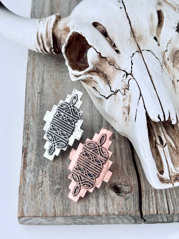 Western Style Aztec Pendant Statement Cuff Ring for wholesale by Boho Ranch Shop