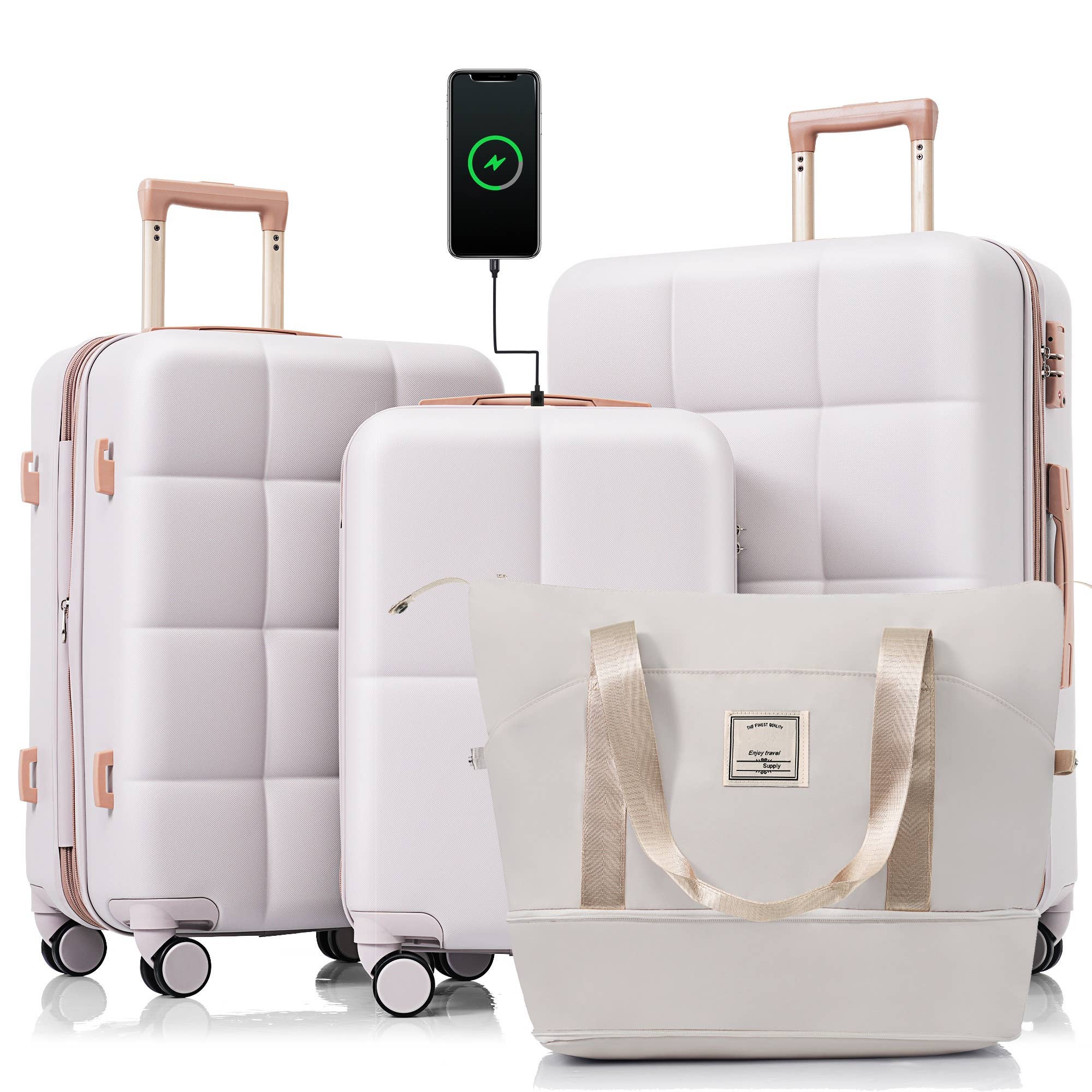 VTNG50 - Wholesale Luggage - Luggage Sets 4 Piece, 20-Inch with USB Port, Expandable ABS31