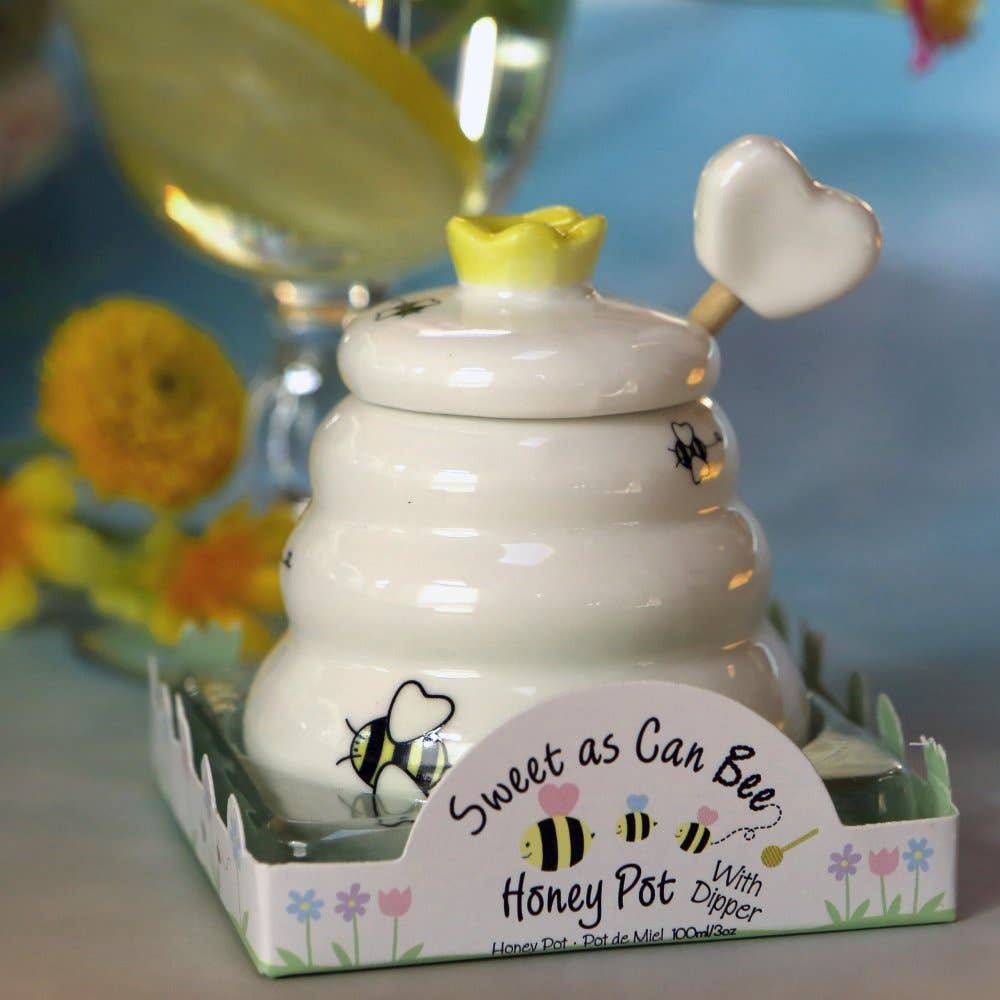 Kate Aspen - Wholesale Honey Pot - "Sweet As Can Bee" Ceramic Honey Pot with Wooden Dipper1