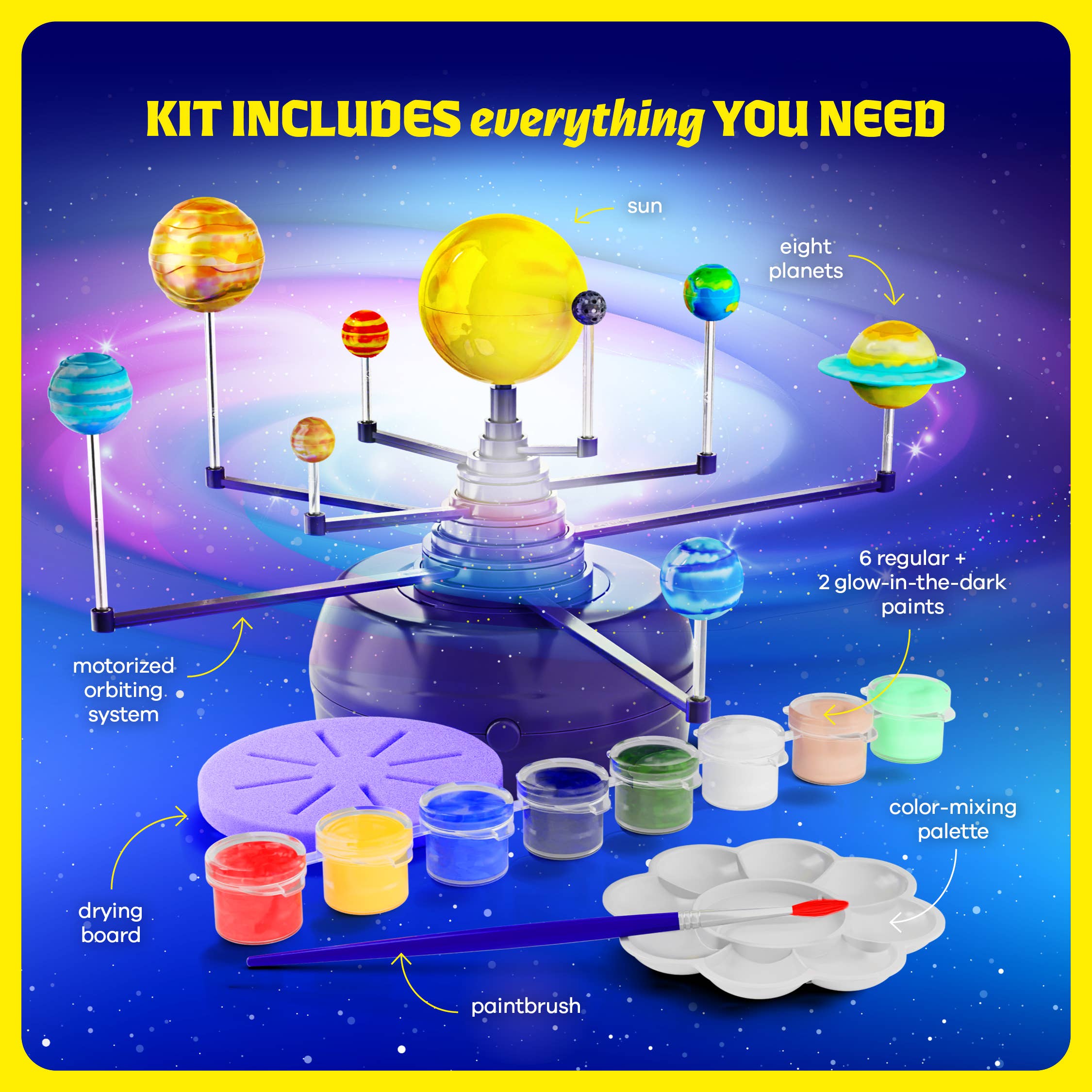 Dan&Darci - Wholesale Build-a-Toy - Kids - 360° Orbiting Solar System for Kids, Paint & Build Model Kit1