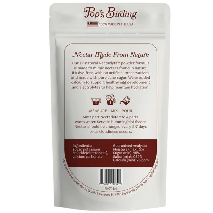 Pop's Birding – wholesale Bird feeder – Nectarlyte™ Hummingbird Nectar, Powder Concentrate 8oz3