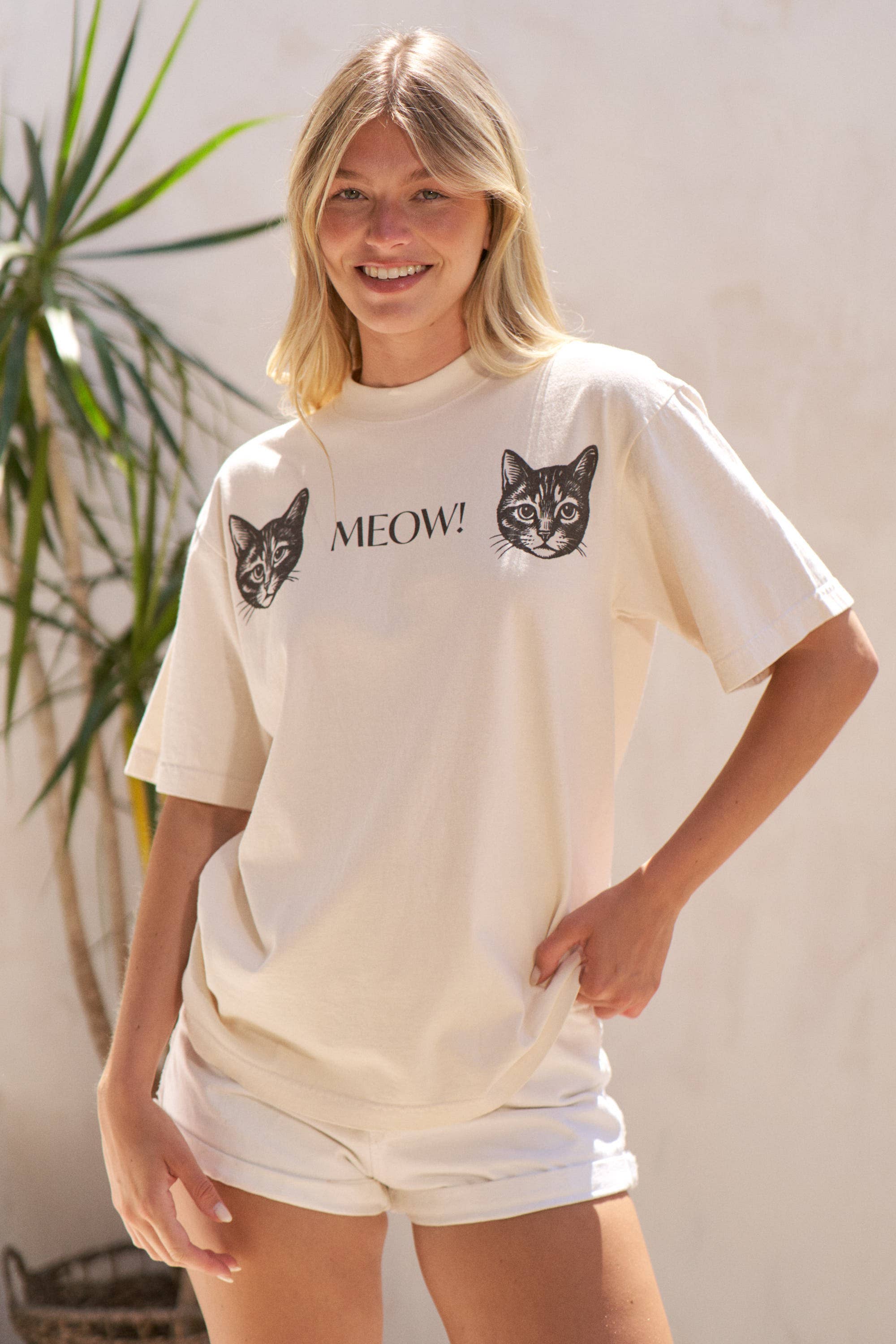 JADE BY JANE - Vente T-shirt sérigraphié – femme - T-SHIRT GRAPHIQUE DEUX CHATS QUI MIAULENT6