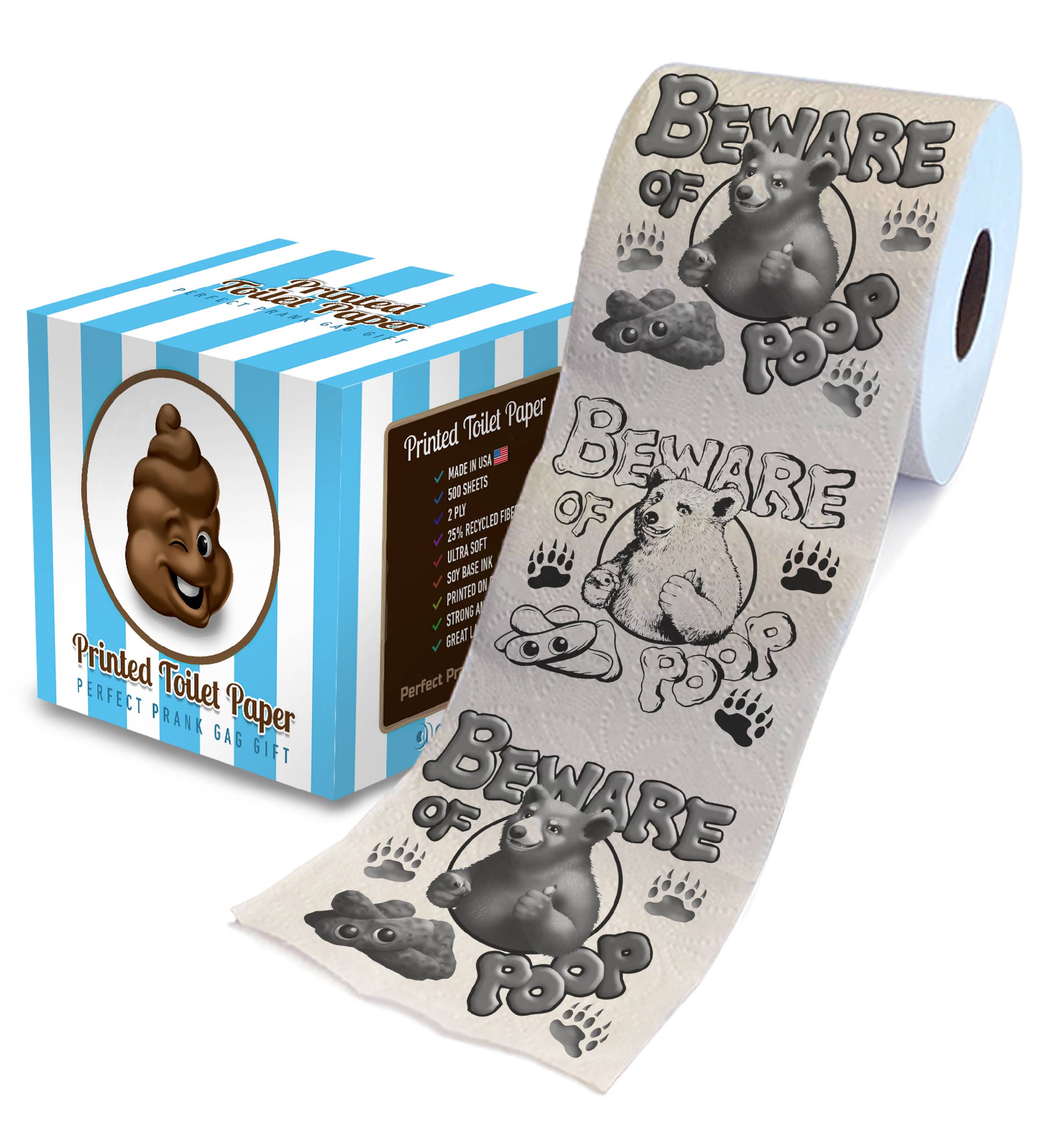 Cota Global - Wholesale Toilet Paper - PRINTED TP - BEWARE OF BEAR POOP0