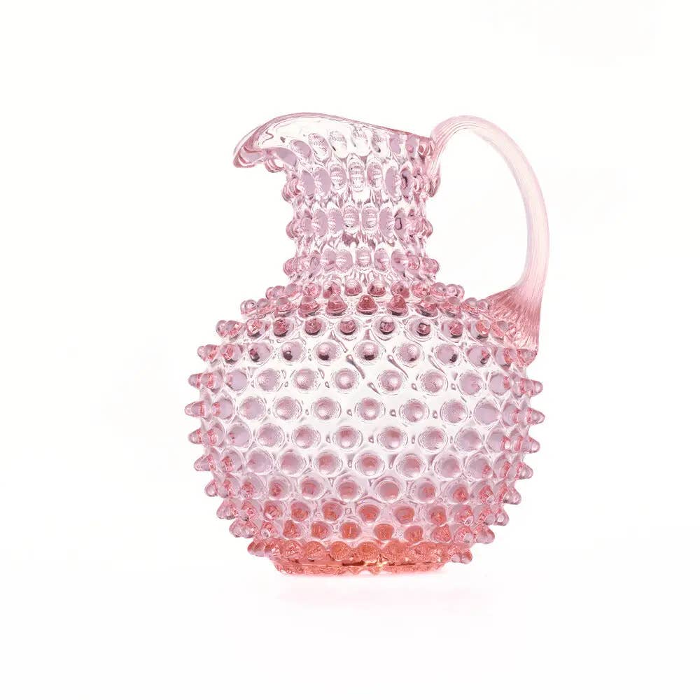 Maure Luxury Gifts - Wholesale Jug - Hobnail Glass Pitcher | Petal Pink | 2L | Vintage Jug
