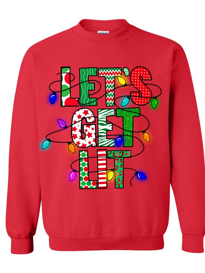 Let's Get Lit Crewneck for wholesale by Yellow Daffodil Threads