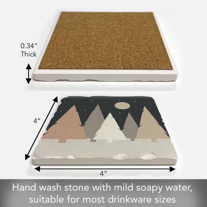 CounterArt/Highland Home/Thirstystone/CoasterStone - Wholesale Coasters - Thirstystone "Neutral Trees" Single Absorbent Stone Coaster