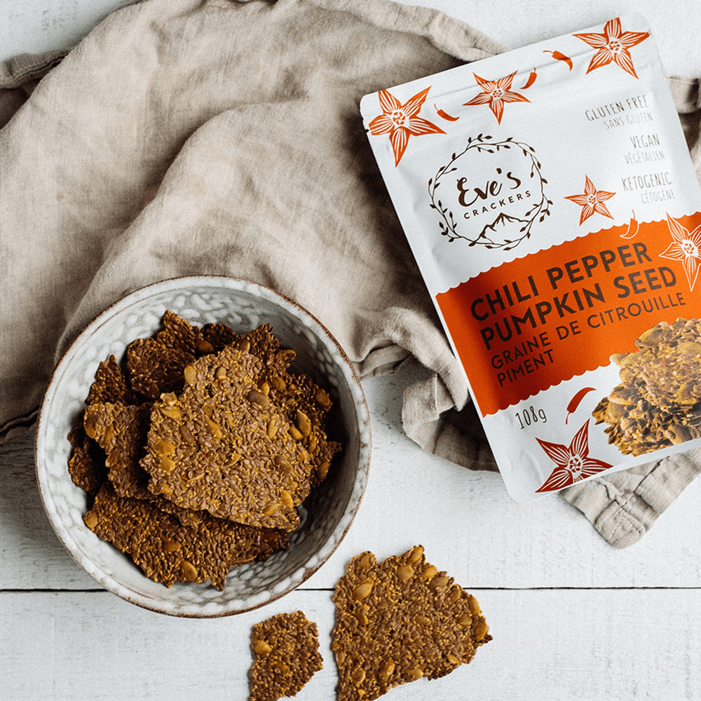 Eve's Crackers - Vente Biscuit salé - Craquelins aux graines de citrouille et de piment chili4