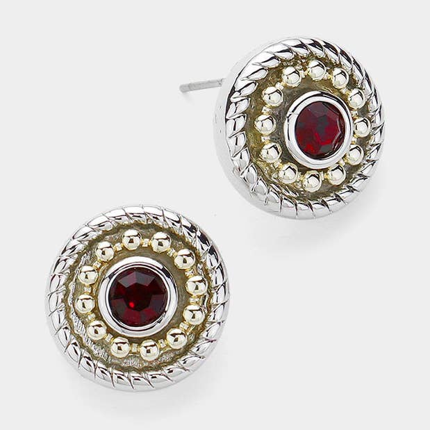 Boucles d'oreilles à tige rondes bicolores plaquées or 14 carats pour la vente par Sensibling Corp.