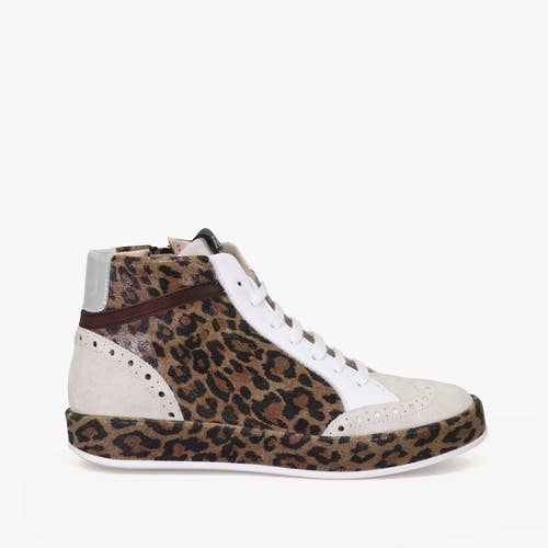 Women´S Leather Sneakers Trump E185 Leopard Off White for wholesale by Felmini