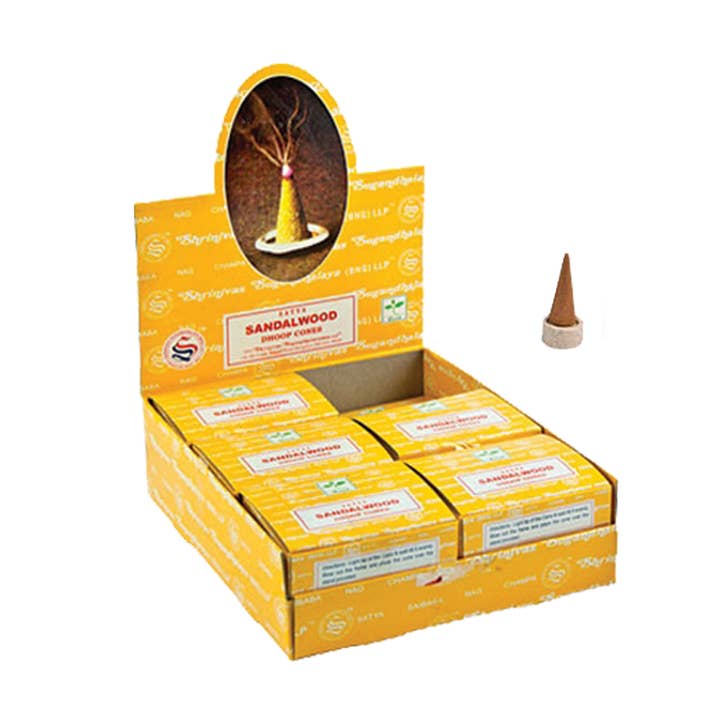 Satya - Exibição de cones Champa Dhoop Nag Sândalo por atacado de Designs by Deekay Inc.