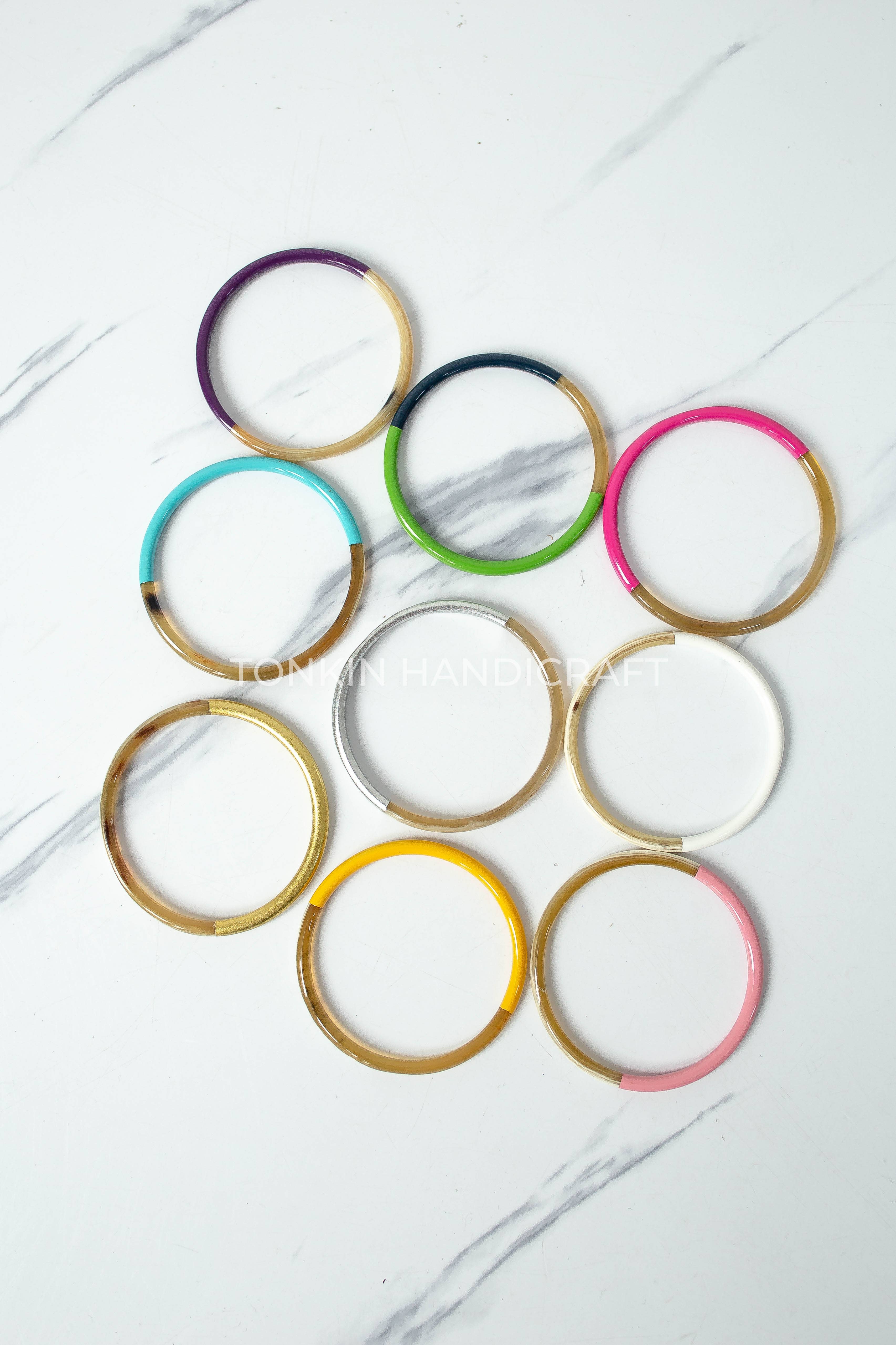 Tonkin Handicraft - Vente Bracelet jonc - Bracelet jonc coloré en corne de buffle15