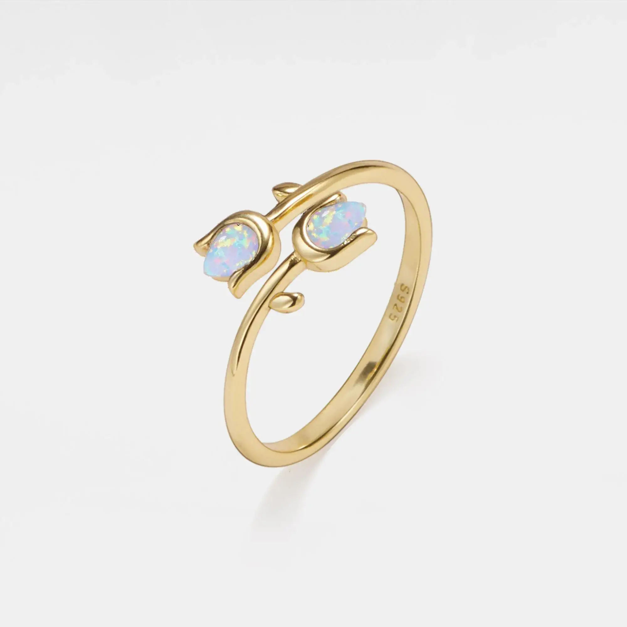 Perimade & Co. LLC – wholesale Ring med flera stenar – Ömtålig tulpanring med opal i 925 sterlingsilver6