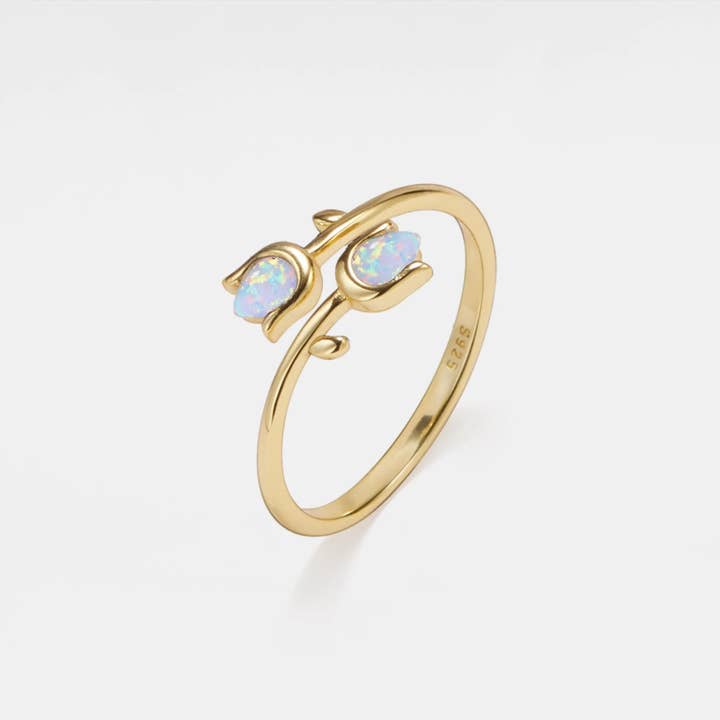 Perimade & Co. LLC – wholesale Ring med flera stenar – Ömtålig tulpanring med opal i 925 sterlingsilver6