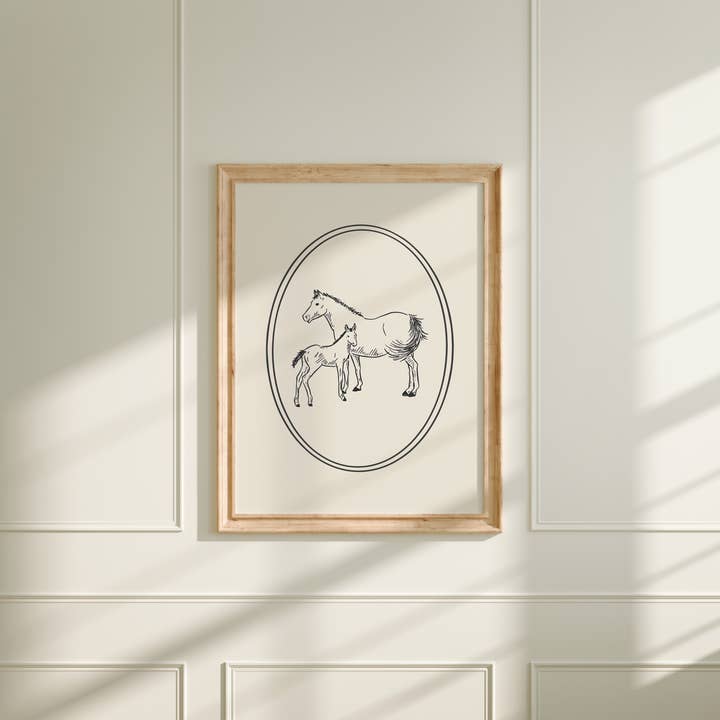 Horse & Foal Sketch Art Print for wholesale by Paperly Creative Co
