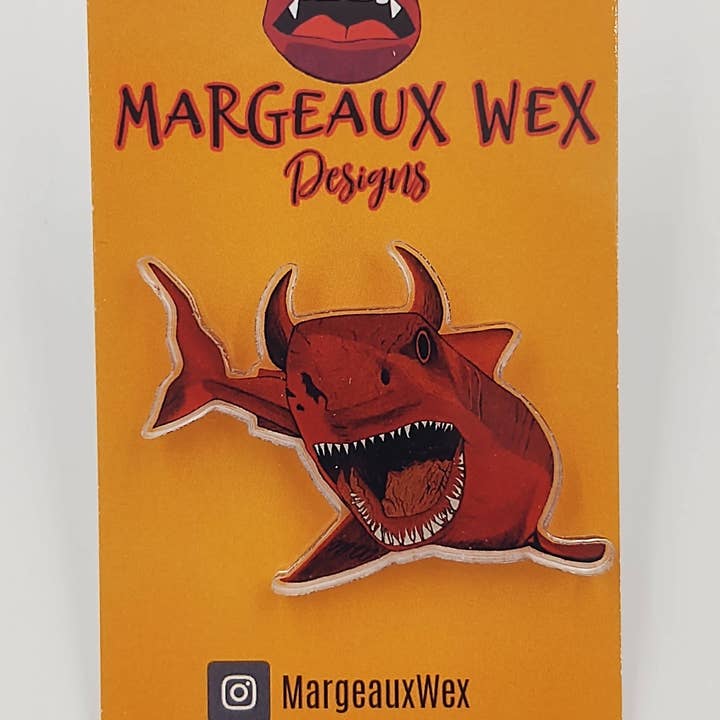 Devil Shark Acrylic Pin for wholesale by Margeaux Wex Designs