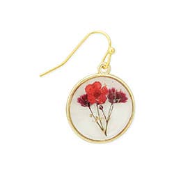 ZAD - Wholesale Dangle Earrings - Cottage Dark Pink Dried Flower Round Earrings2
