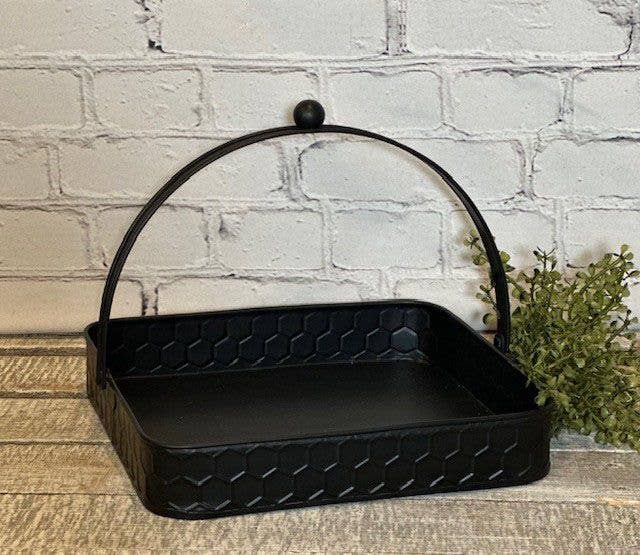 DNS Designs - Wholesale Decorative Tray - Black Textured Square Tray With Handle