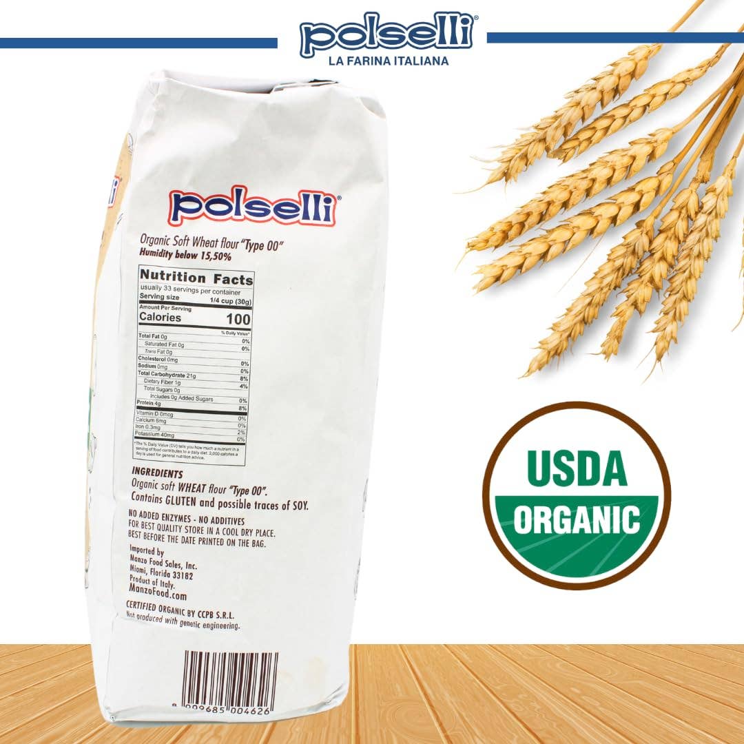 Wholesale Italian Food - Wholesale Flour - Polselli, Organic Tipo 00 Italian Flour – 5 kg (11 lb)1