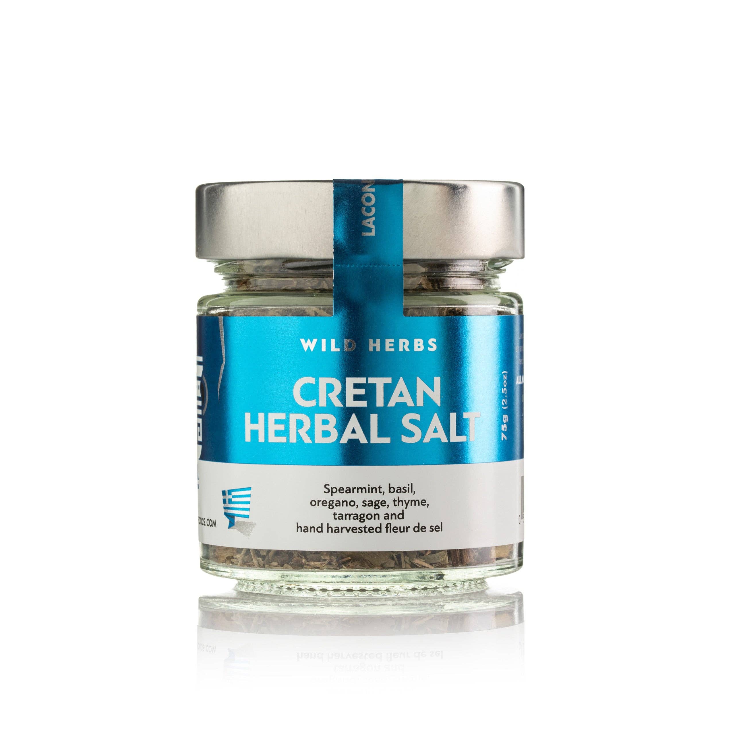 Laconic Foods – Großhandel Gewürzmischungen – Kretisches Kräuter-Meersalz | Handgeerntetes Fleur de Sel & wilde griechische Kräuter | 75g