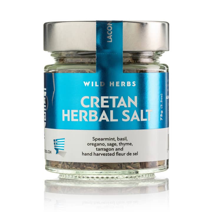 Cretan Herb Sea Salt | Hand-Harvested Fleur de Sel & Wild Greek Herbs | 75g for wholesale by Laconic Foods